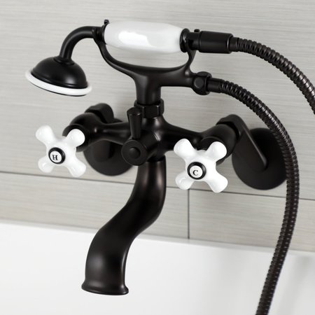 Kingston Brass Wall Mount Clawfoot Tub Faucet with Hand Shower, Oil Rubbed Bronze KS226PXORB